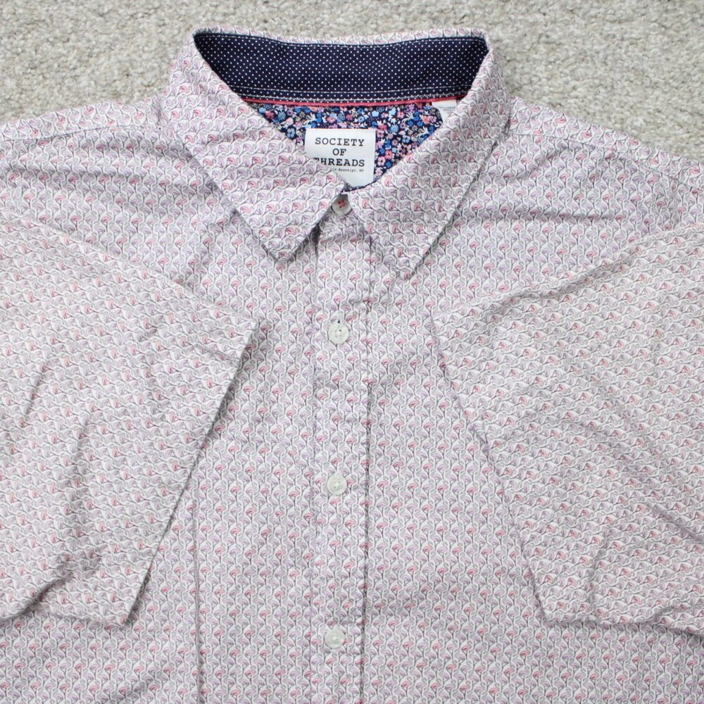 Society of Threads Hybrid AOP Shirt Mens XL Pink Flamingos All Over Print‎ S/S